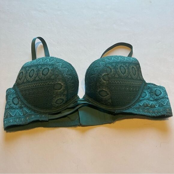 Aerie Bra Push Up Demi Lace Blue/Green Size 32B - Picture 1 of 7